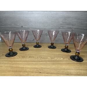 Cerve Italy Crystal 5-5/8” Wine Iridescent Ball Stem 8 Oz Cocktail Glass~ 6 Pc